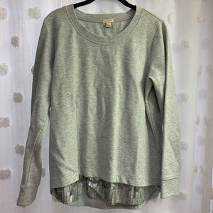 Grey J. Crew Sweatshirt with Silver Sequin Hem